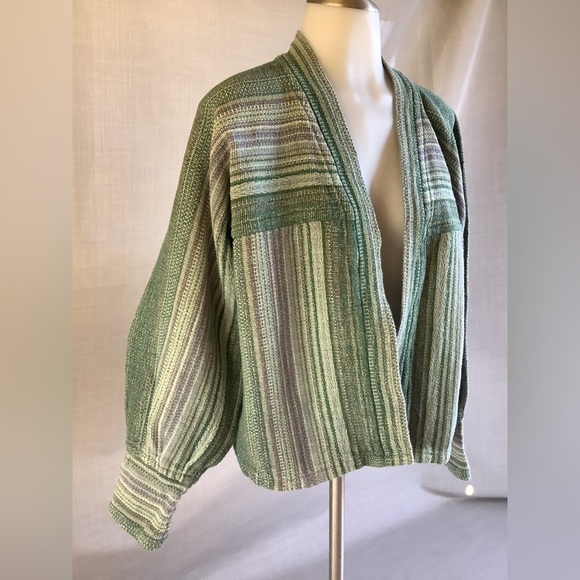 Jackets & Blazers - 100% cotton made in USA rare vintage open front Jacket Coat with oversize sleeve